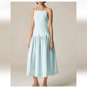 NWT J.Crew Women's Size S Pintuck Mixy Dress Midi Edgewater Blue CK707 $148